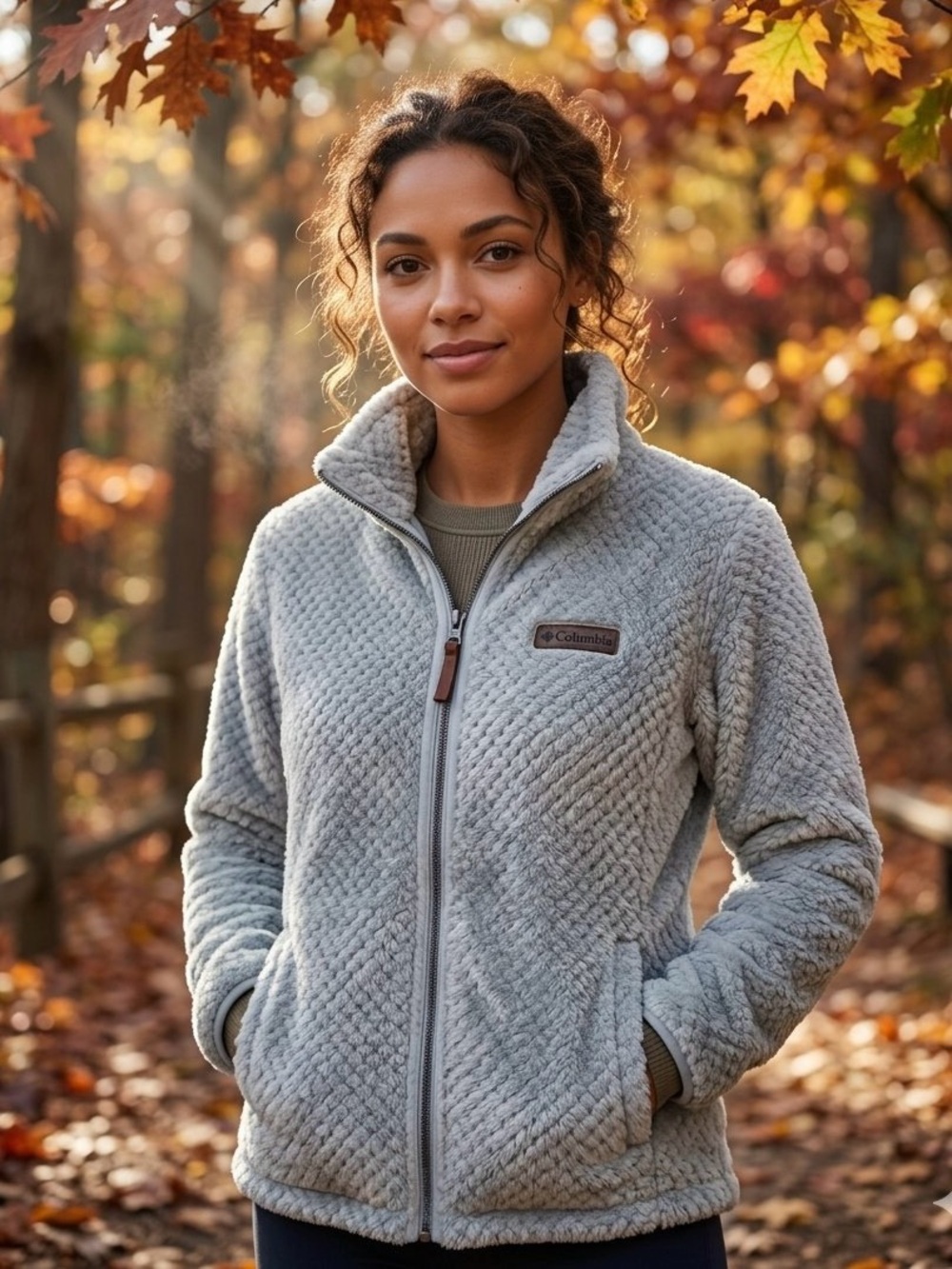 Columbia Fire Side II Sherpa Fleece Jacket Size Medium Light Blue/Cirrus Grey